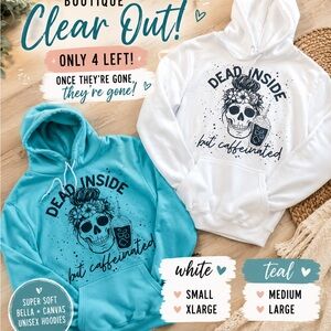 Dead Inside But Caffeinated Bella + Canvas Graphic Hoodie - White